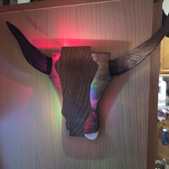 Hand Made Wood Long Horn Steel Wall Decore. 9X 12 - Picture 4 of 4